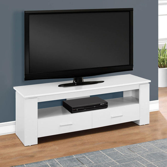 Monarch Specialties I 2601 | Meuble TV - 48" - 2 Tiroirs de rangement - Blanc-SONXPLUS Victoriaville