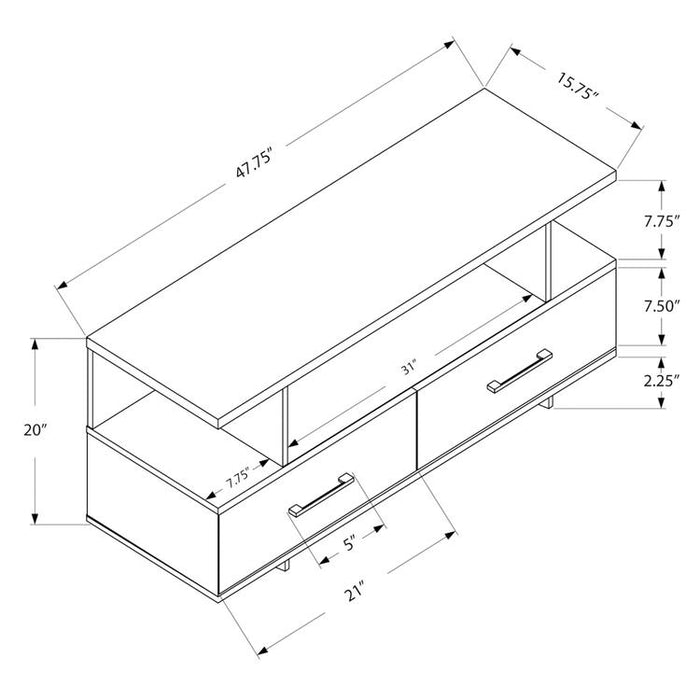 Monarch Specialties I 2608 | TV stand - 48" - 2 Storage drawers - Grey-SONXPLUS Victoriaville