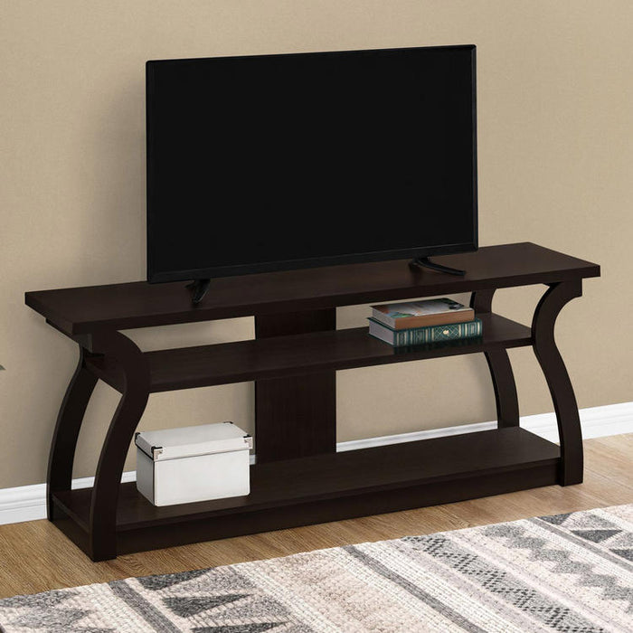 Monarch Specialties I 2667 | TV stand - 60" - Open concept with 3 levels - Espresso-SONXPLUS Victoriaville