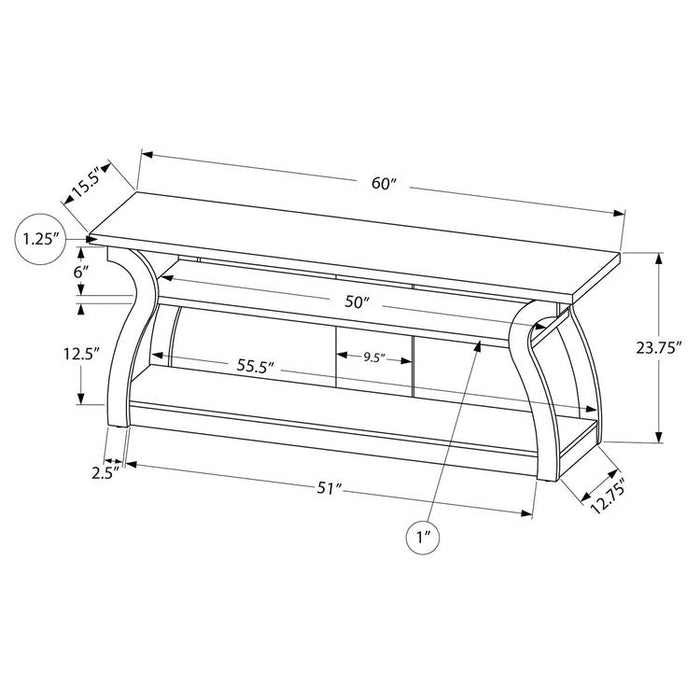 Monarch Specialties I 2667 | TV stand - 60" - Open concept with 3 levels - Espresso-SONXPLUS Victoriaville