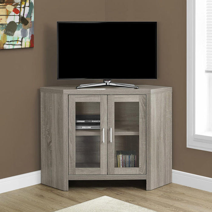 Monarch Specialties I 2701 | TV stand - 42" - Corner - Glass doors - Dark taupe-SONXPLUS Victoriaville