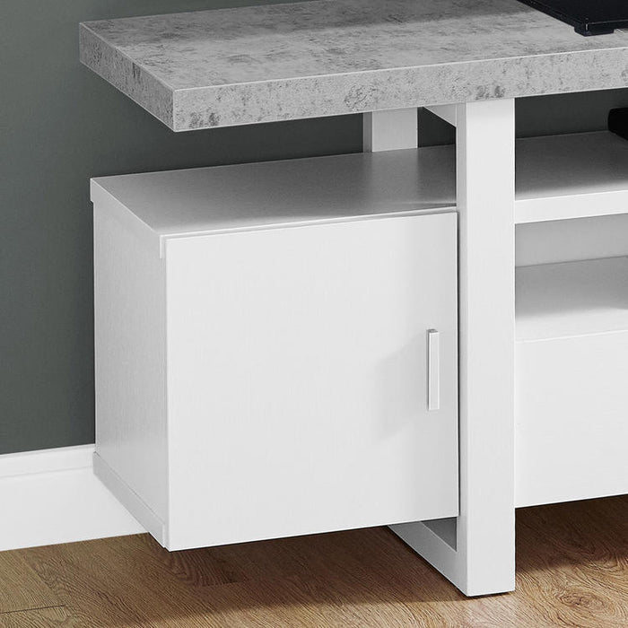 Monarch Specialties I 2725 | TV stand - 60" - Simulated cement top - White-SONXPLUS Victoriaville