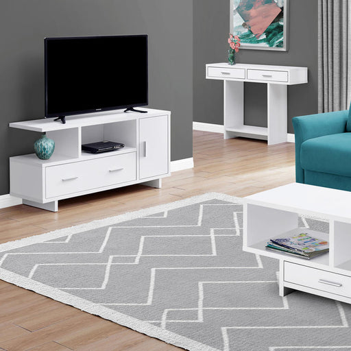 Monarch Specialties I 2800 | Meuble TV - 48" - Avec rangement - Blanc-SONXPLUS Victoriaville