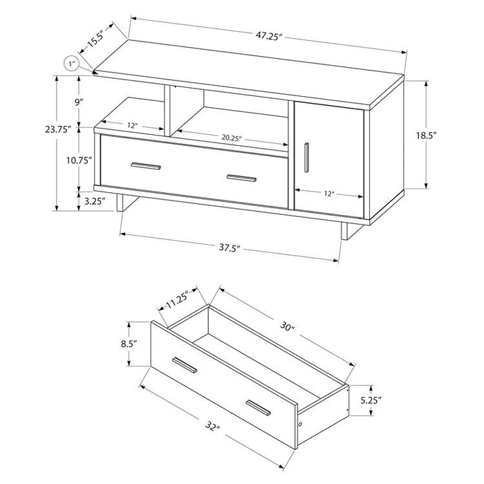 Monarch Specialties I 2800 | TV stand - 48" - With storage - White-SONXPLUS Victoriaville