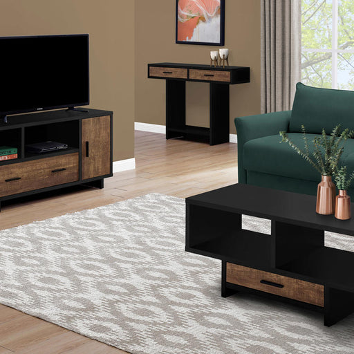 Monarch Specialties I 2803 | Meuble TV - 48" - Avec rangement - Imitation bois - Brun/Noir-SONXPLUS Victoriaville