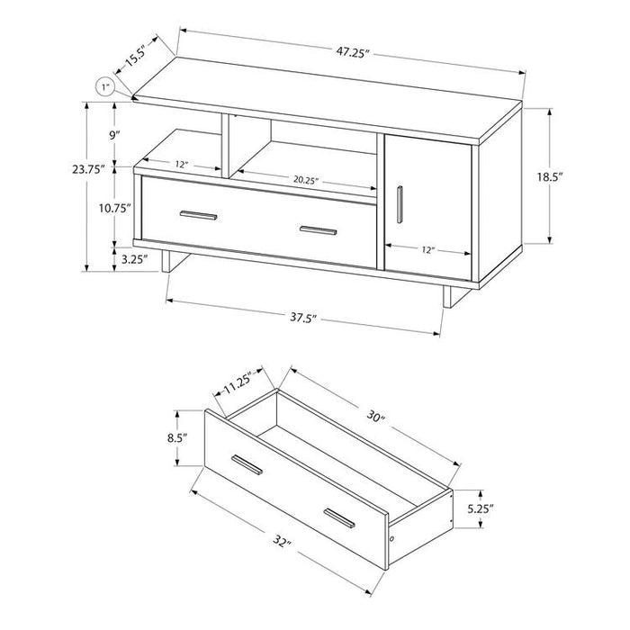 Monarch Specialties I 2803 | TV stand - 48" - With storage - Imitation wood - Brown/Black-SONXPLUS Victoriaville