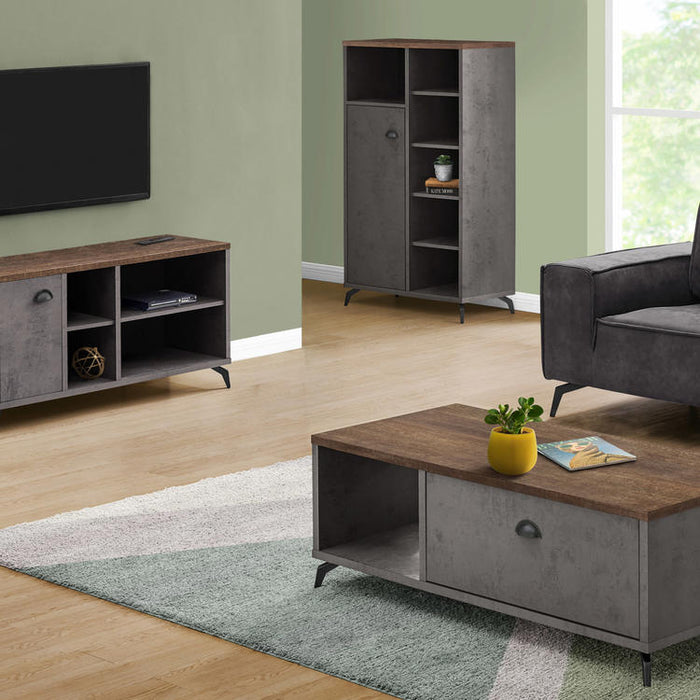 Monarch Specialties I 2830 | TV stand - 48" - Imitation wood - Medium brown - Grey imitation concrete-SONXPLUS Victoriaville