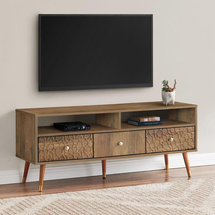 Monarch Specialties I 2835 | TV stand - 48" - 3 Drawers - Mid-century concept - Imitation walnut-SONXPLUS Victoriaville