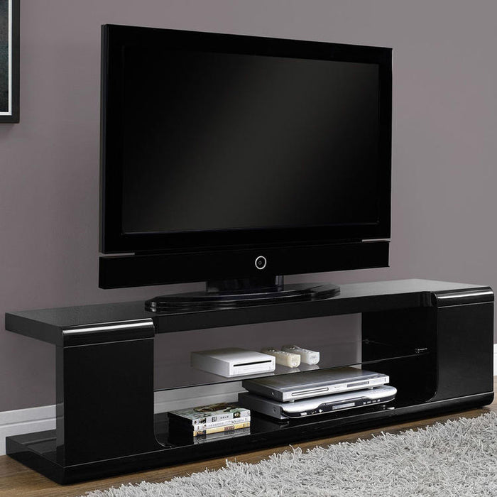 Monarch Specialties I 3536 | TV stand - 60" - Tempered glass - Gloss black-SONXPLUS Victoriaville