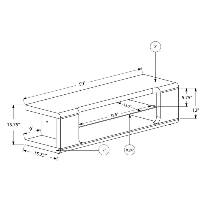 Monarch Specialties I 3536 | TV stand - 60" - Tempered glass - Gloss black-SONXPLUS Victoriaville