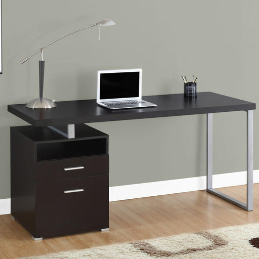 Monarch Specialties I 7143 | Computer Cabinet - 60" - Silver metal - Espresso-SONXPLUS Victoriaville