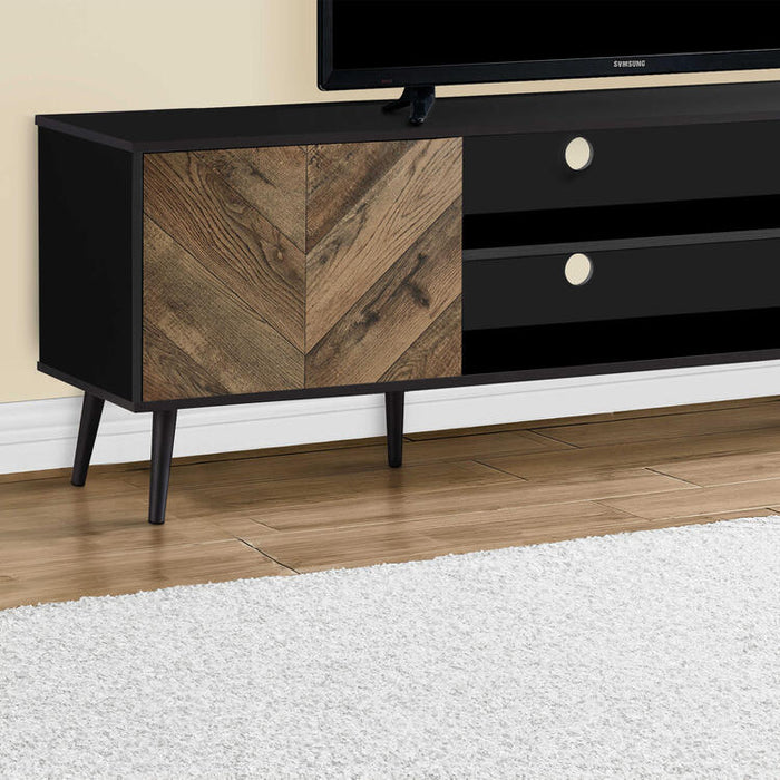 Monarch Specialties I 2781 | 72'' TV stand - Black base - With 2 faux wood doors-SONXPLUS Victoriaville