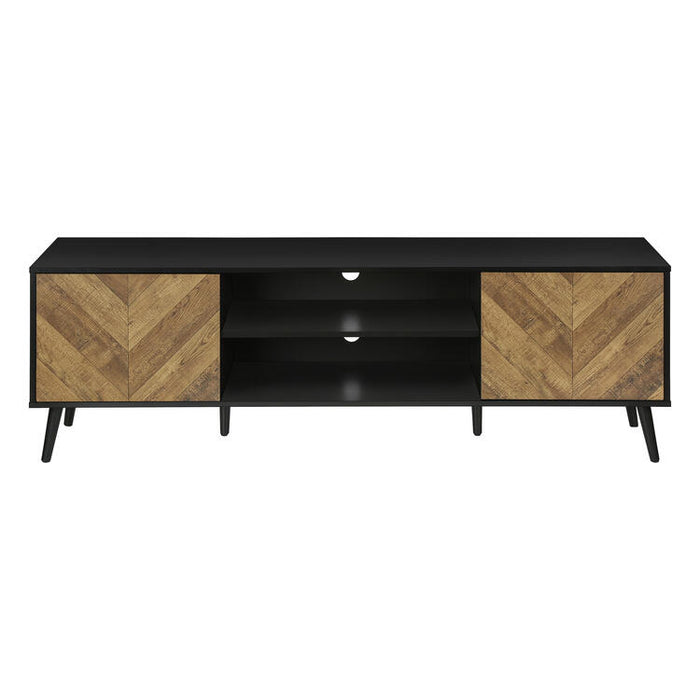 Monarch Specialties I 2781 | Meuble pour téléviseur 72'' - Base noir - Avec 2 portes simili-bois-SONXPLUS Victoriaville