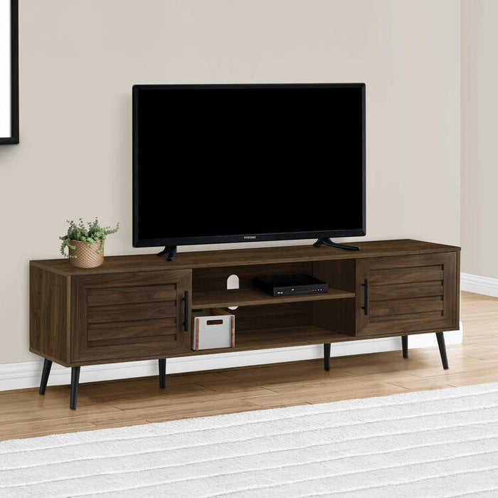 Monarch Specialties I 2717 | 72'' TV stand - Brown imitation wood - With 2 doors-SONXPLUS Victoriaville