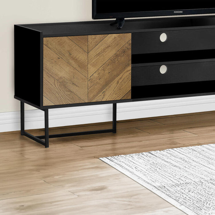 Monarch Specialties I 2752 | 72'' TV stand - Black metal base - With 2 wood-like doors-SONXPLUS Victoriaville