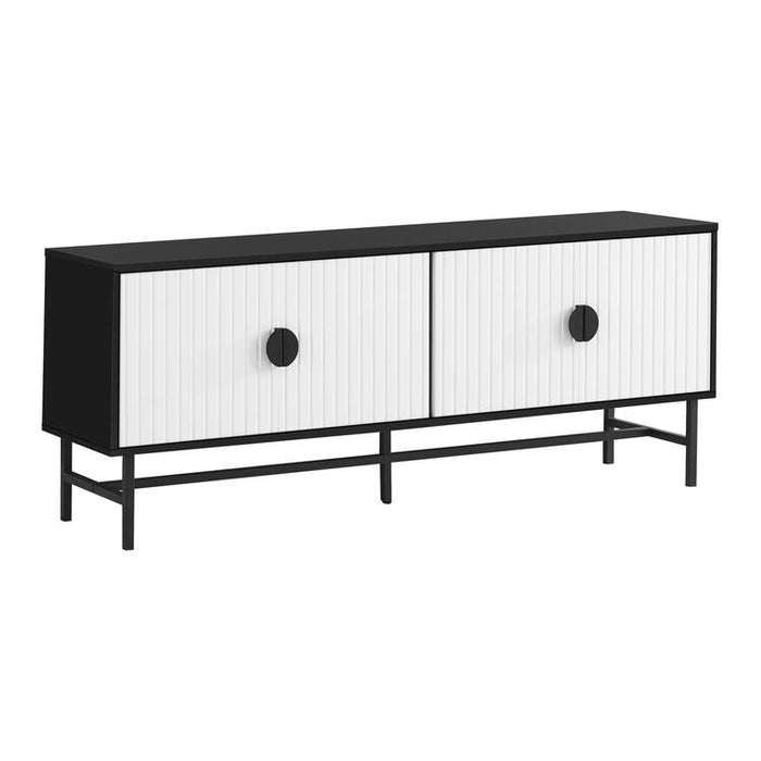 Monarch Specialties I 2732 | 60'' TV stand - Black metal base - 2 white doors-SONXPLUS Victoriaville