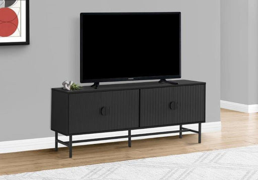 Monarch Specialties I 2732 | 60'' TV stand - Black metal base - 2 black doors-SONXPLUS Victoriaville