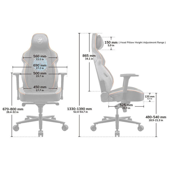 Cougar NxSys Aero | Play chair - Built-in 200mm fan - Scalloped bucket seat - Black-SONXPLUS Victoriaville