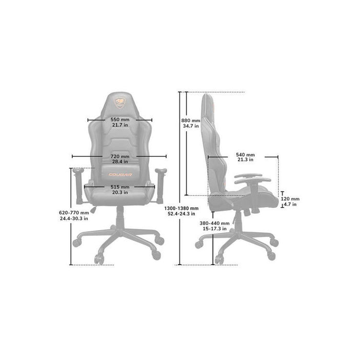 Cougar Armor Air | Play chair - High back with 2 options - 2D adjustable armrest - Orange-SONXPLUS Victoriaville