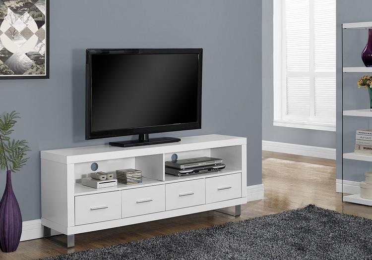 Monarch Specialties I2518 | TV stand - 60" - 4 Drawers - White-SONXPLUS Victoriaville