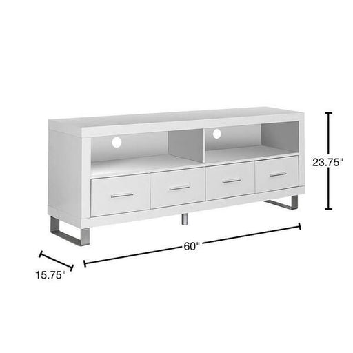 Monarch Specialties I2518 | TV stand - 60" - 4 Drawers - White-SONXPLUS Victoriaville