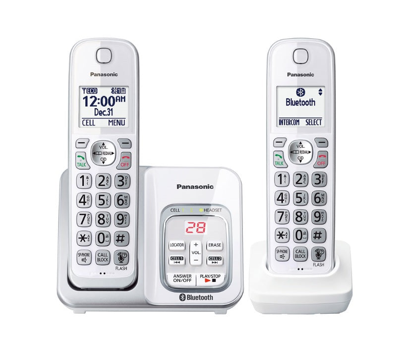 Panasonic KX-TGD592W | Cordless phone - 2 handsets - Cellular link - Answering machine - Bluetooth - White-SONXPLUS Victoriaville