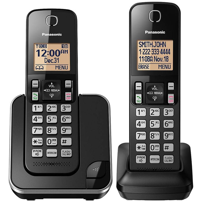 Panasonic KX-TGC382B | Cordless phone - 2 handsets - Black-SONXPLUS Victoriaville