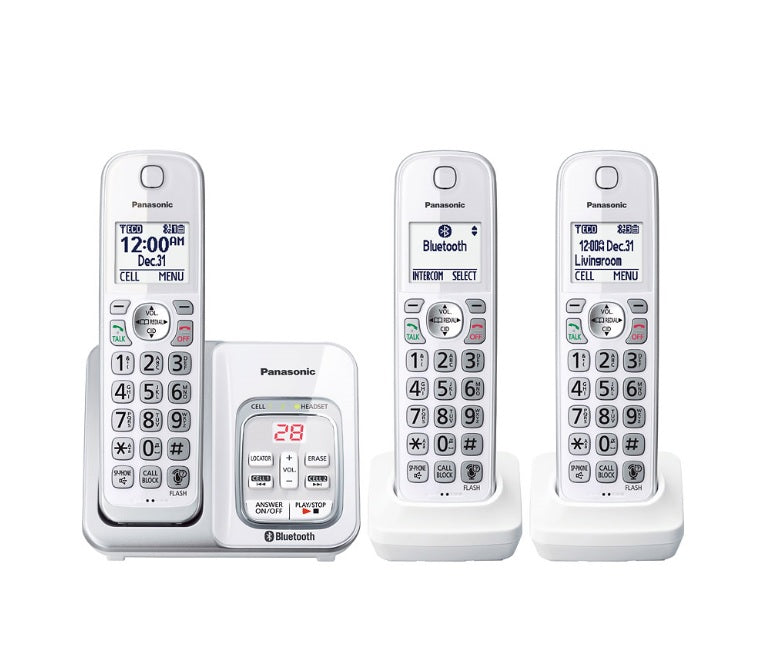 Panasonic KX-TGD593W | Téléphone sans fil - 3 combinés - Liaison cellulaire - Répondeur - Bluetooth - Blanc-SONXPLUS Victoriaville