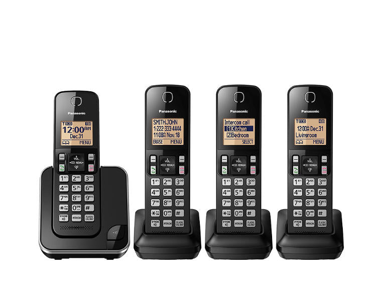 Panasonic KX-TGC384B | Cordless phone - 4 handsets - Black-SONXPLUS Victoriaville