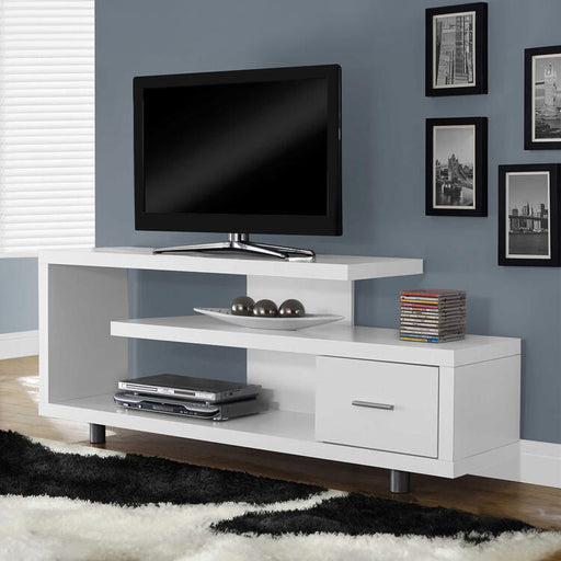 Monarch Specialties I2573 | TV stand - 60" - 1 Drawer - White-SONXPLUS Victoriaville