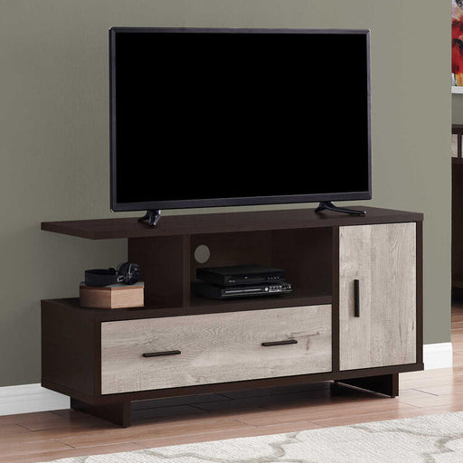 Monarch Specialties I2805 | TV stand - 48" - 1 Drawer - 1 Cabinet - Espresso/Taupe-SONXPLUS Victoriaville