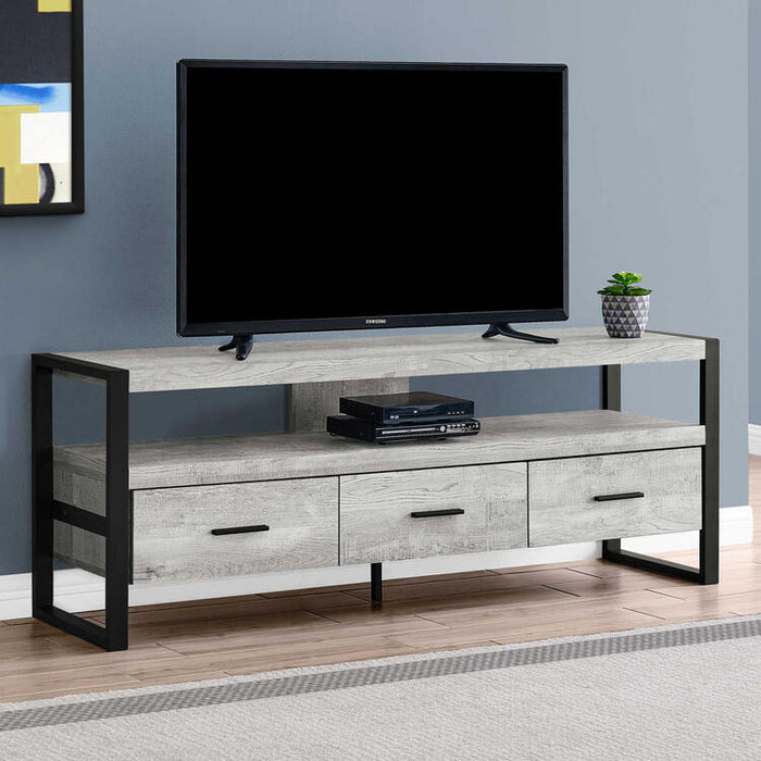 Monarch Specialties I2821 | TV stand - 60" - 3 Drawers - Grey-SONXPLUS Victoriaville