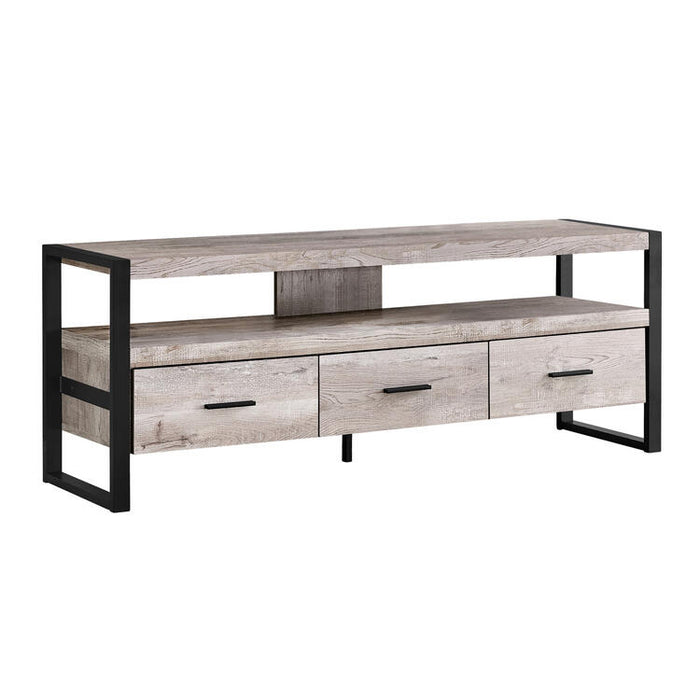 Monarch Specialties I2822 | TV stand - 60" - 3 Drawers - Taupe-SONXPLUS Victoriaville