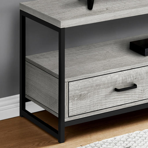 Monarch Specialties I 2871 | TV stand - 48" - 2 Storage drawers - Black metal - Grey imitation wood-SONXPLUS Victoriaville