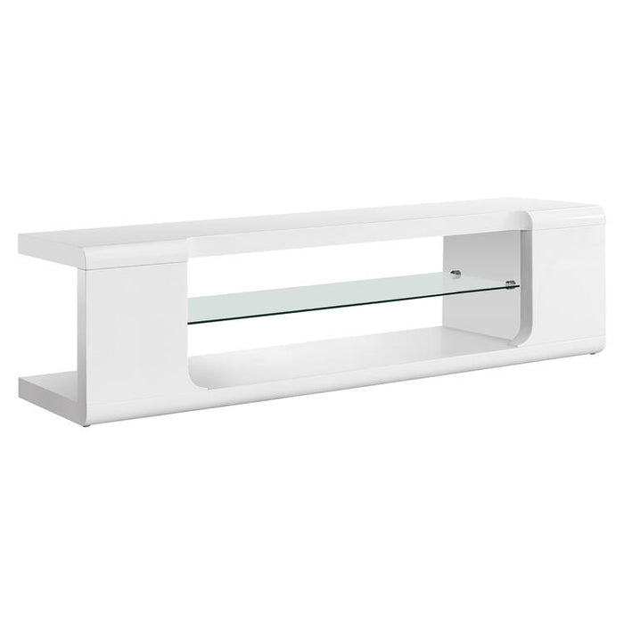 Monarch Specialties I3535 | TV stand - 60" - 1 glass shelf - White-SONXPLUS Victoriaville