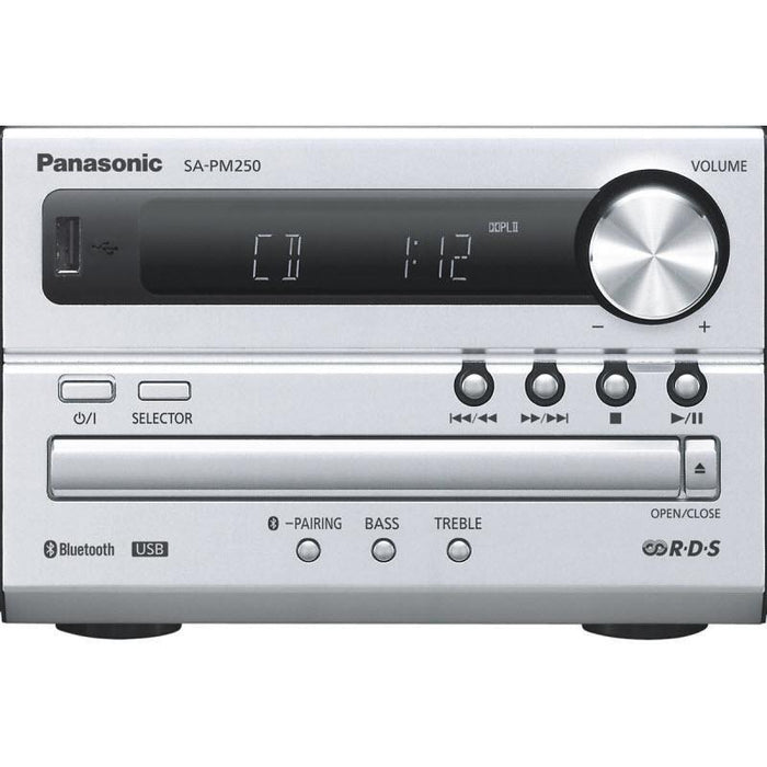 Panasonic SC-PM250 | Mini-chaîne - Bluetooth - Lecteur CD - Radio FM - USB -20 W - Argent-SONXPLUS.com