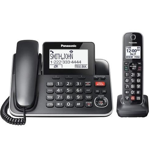 Panasonic KXTGF870B | Combo téléphone sans fil - 1 combiné fixe et 1 combinés sans fil - Répondeur - Noir-Sonxplus 