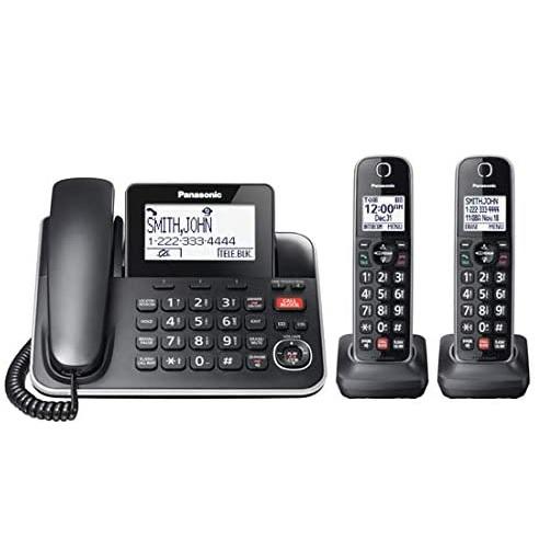 Panasonic KXTGF872B | Combo téléphone sans fil - 1 combiné fixe et 2 combinés sans fil - Répondeur - Noir-Sonxplus 
